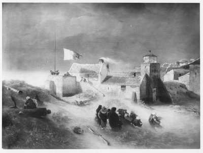 Een winderige dag door Andreas Achenbach